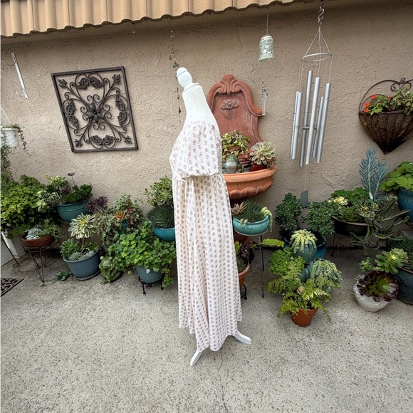 NWOT Rylee + Cru Oceane Lexi Apricot Motif Puff Sleeve Cottagecore Maxi Dress - Picture 7 of 15